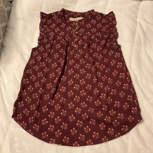 SOLD Loft Floral Ruffle Blouse